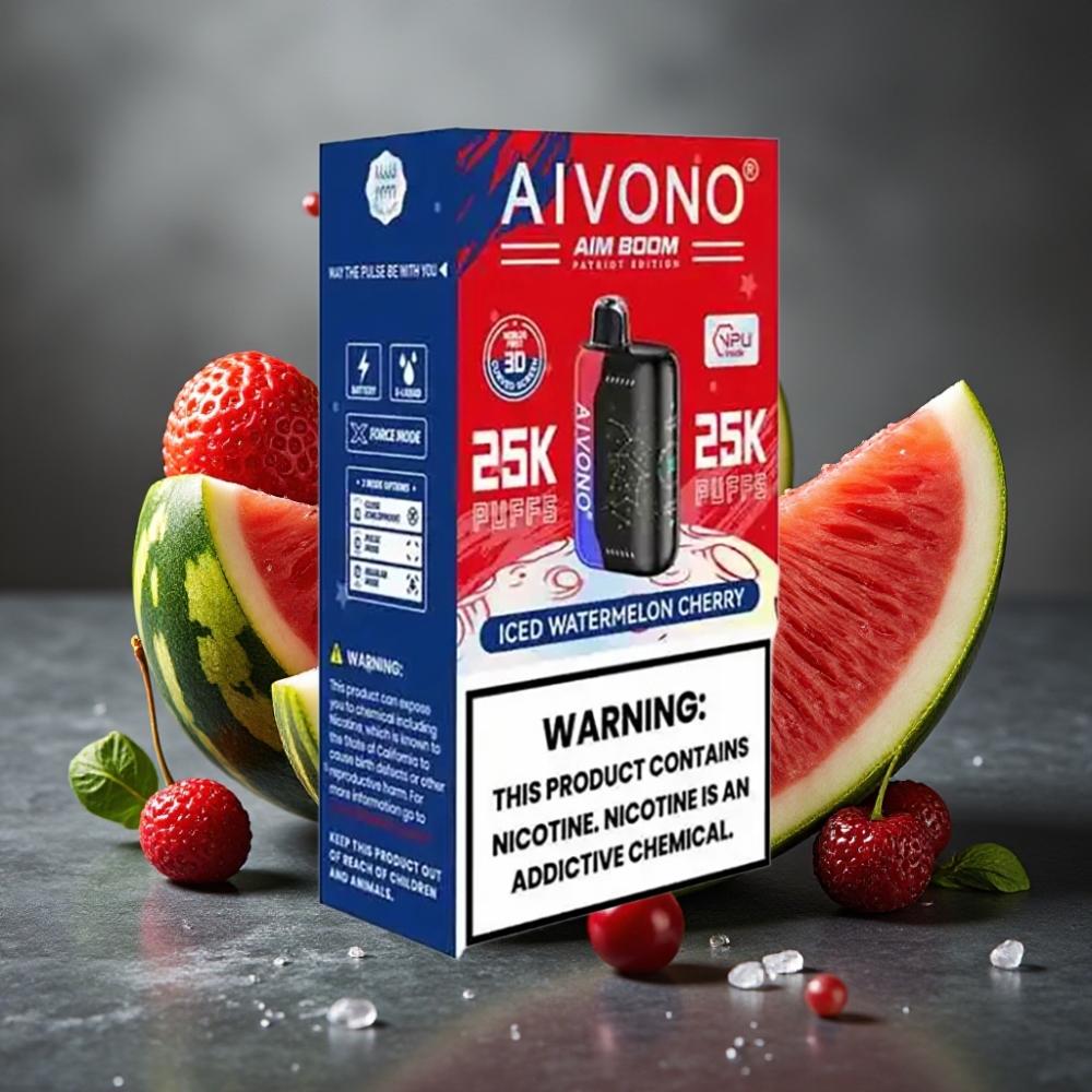 Aivono Aim Boom 25000 Puff Enkratna Vape Ledeno Lubenica Češnja 28ml/650mAh