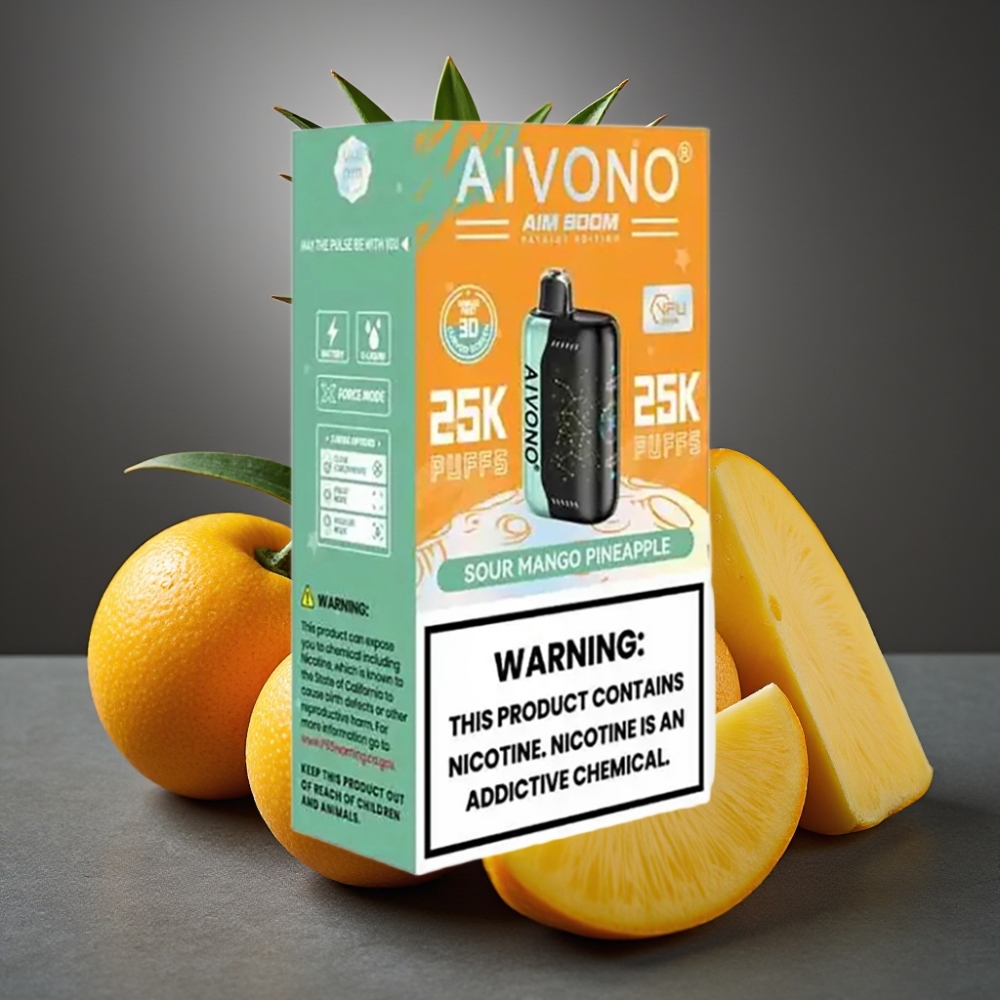 Aivono Aim Boom 25000 Puffs Enkratna Vapa Kislo Mango Ananas 28ml