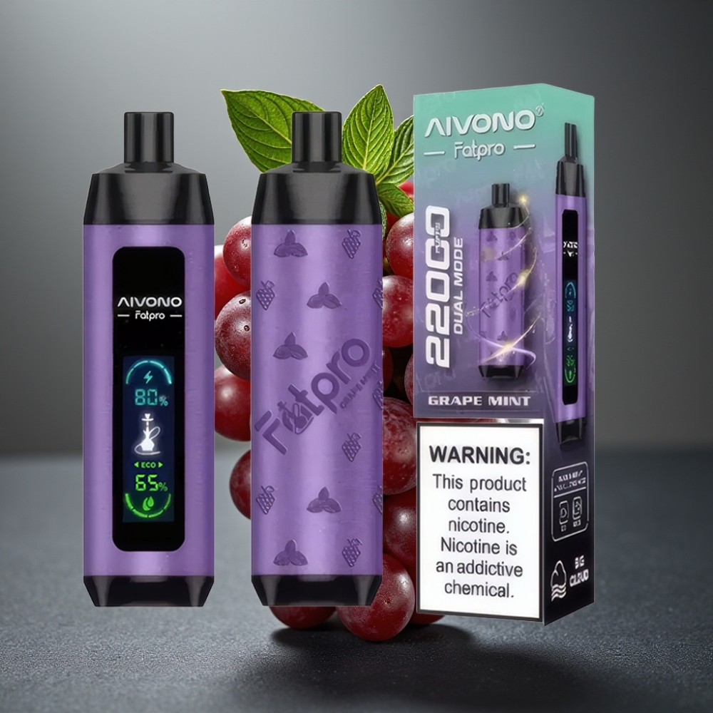 Aivono Aim Fatpro 22000 Puffs Enkratna Vape Grozdova Meta 28ml E-tekočina