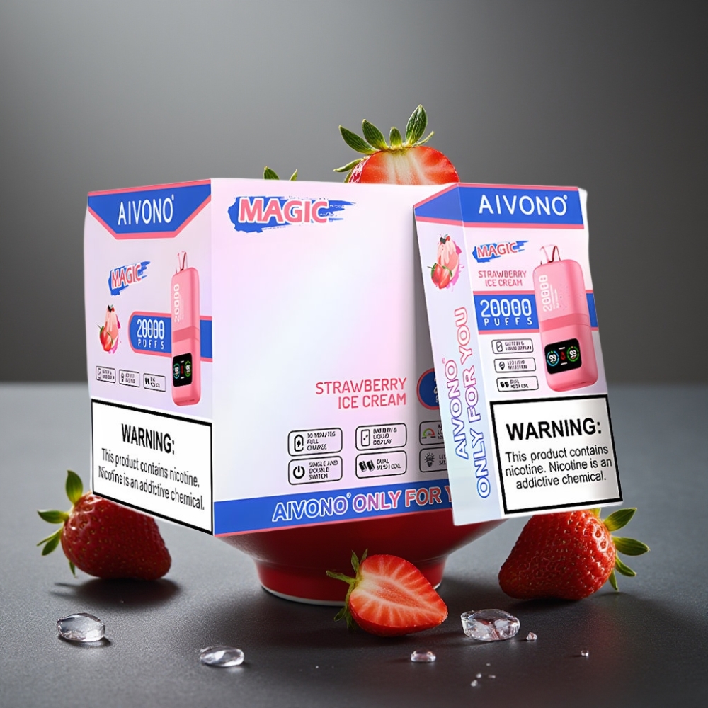 Aivono Aim Magic 20000 Puffs Slovenija vape supplier jagodni sladoled 26ml Dual Mesh Coils