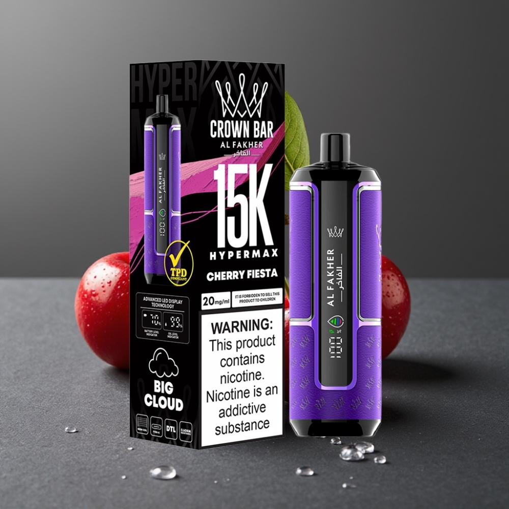 Al Fakher Crown Bar 15K Hypermax Enkratna E-cigareta Cherry Praznik, 22ml, 600mAh