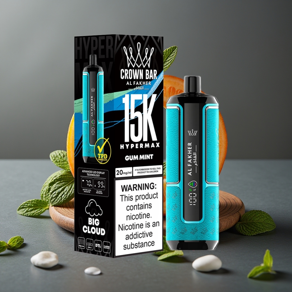 Al Fakher Crown Bar 15K Hypermax Enkratna E-cigareta Gum Meta 22ml