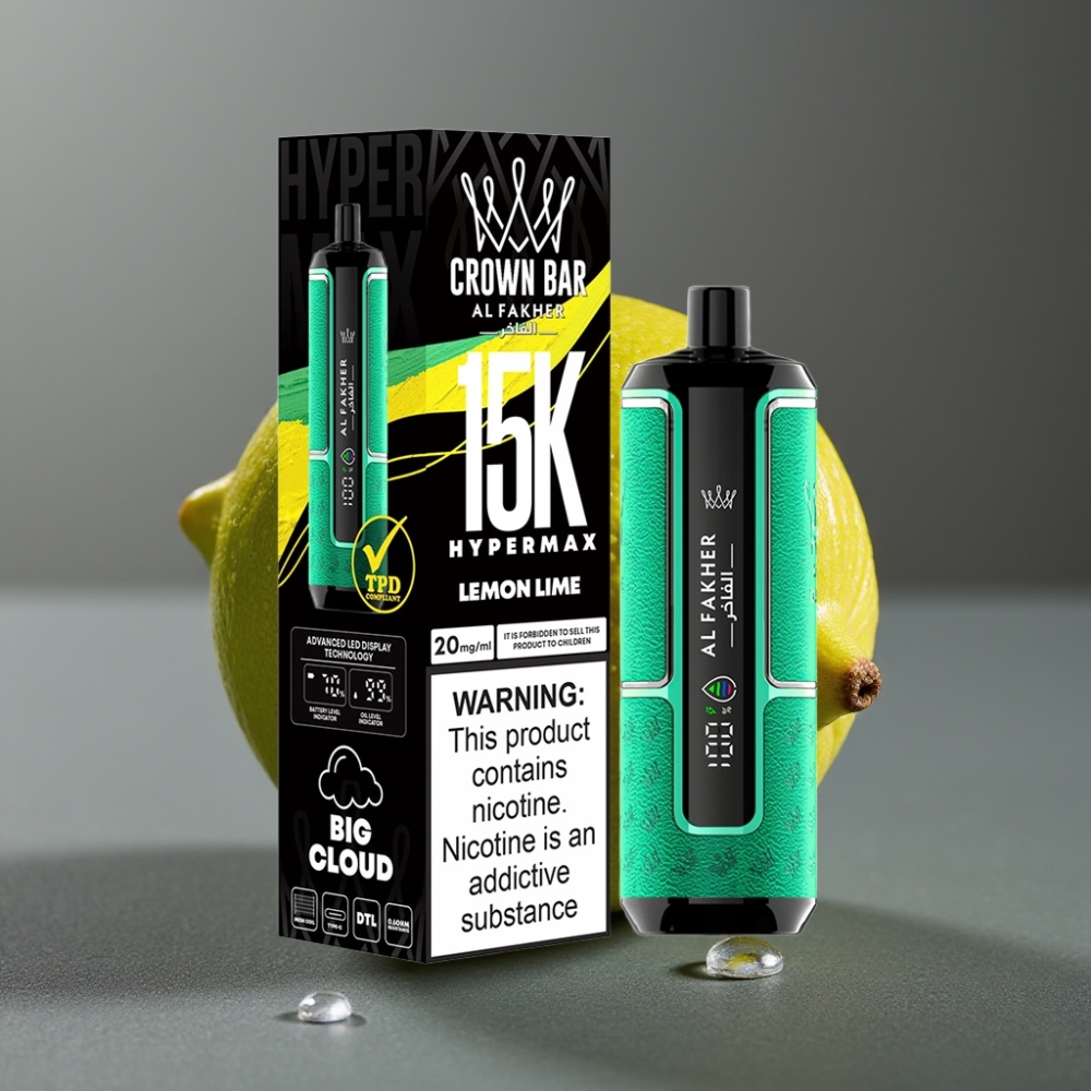 Al Fakher Crown Bar 15K Hypermax Enkratna E-cigareta Kit Limeta Lime 22ml
