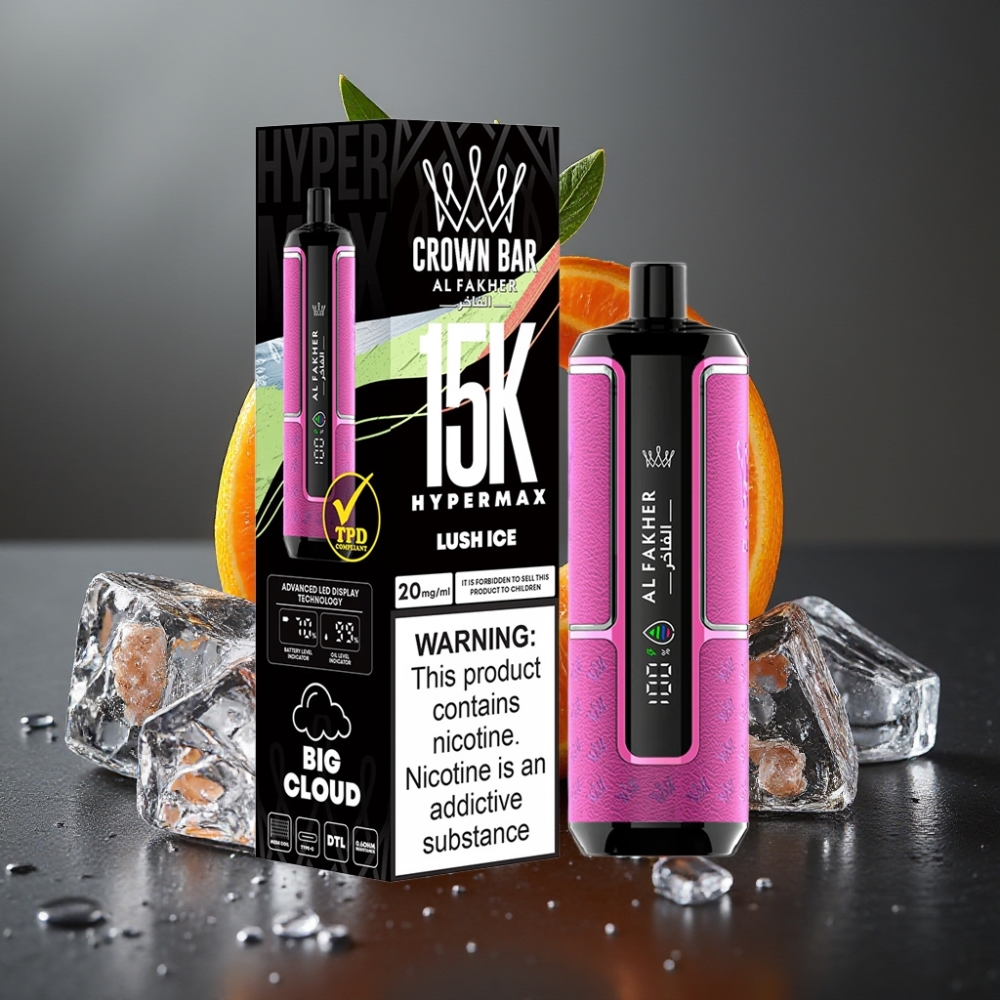 Al Fakher Crown Bar 15K Hypermax Enkratna Vape Naprava Leden Veter 22ml