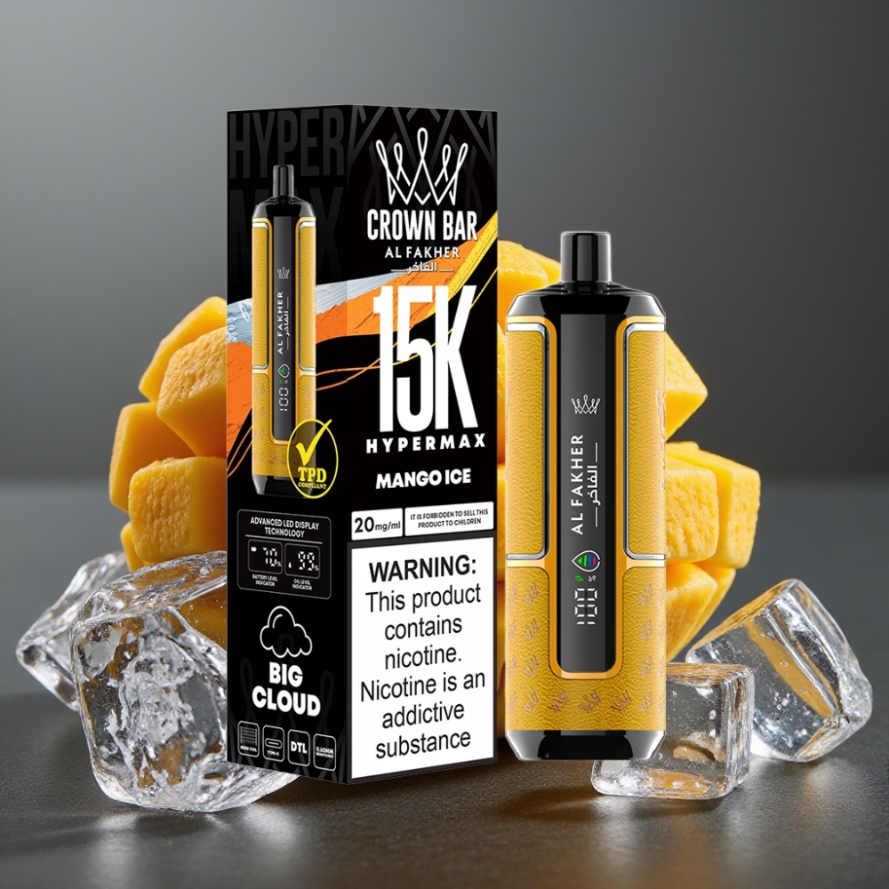 Al Fakher Crown Bar 15K Hypermax Enkratna Vape Naprava Mango Led