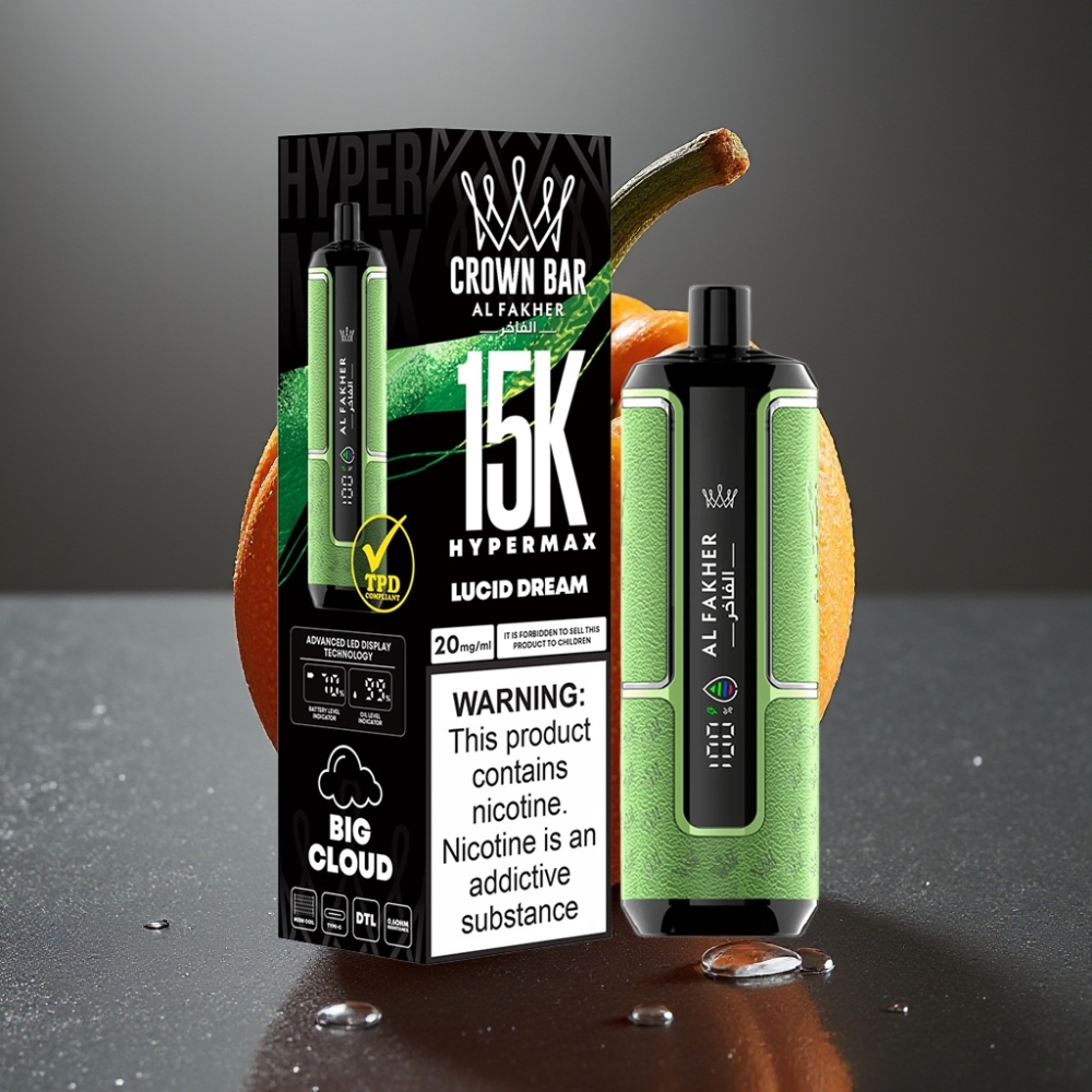 Al Fakher Crown Bar 15K Hypermax Enkratni Vape Kit Lucid Sanje