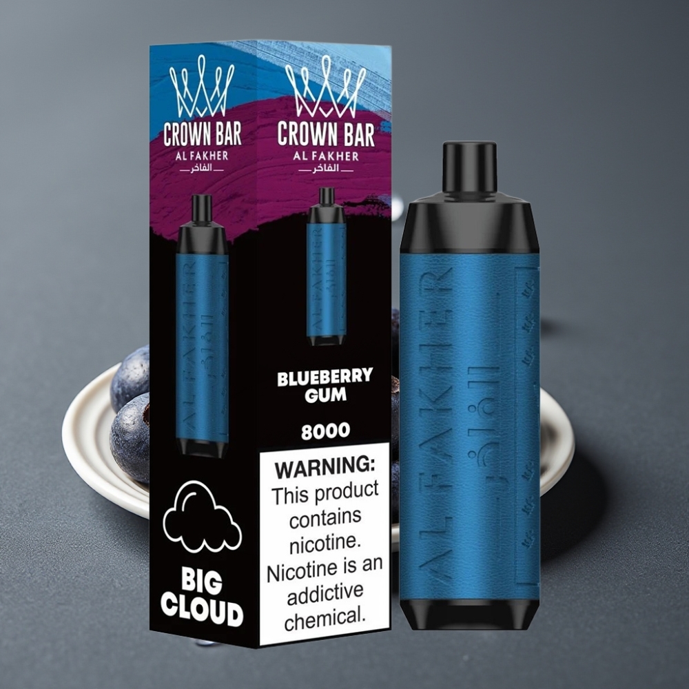 Al Fakher Crown Bar 8000 Crystal Enkratna Vape Borovnica Žvečilni Gumi 18ml 5mg