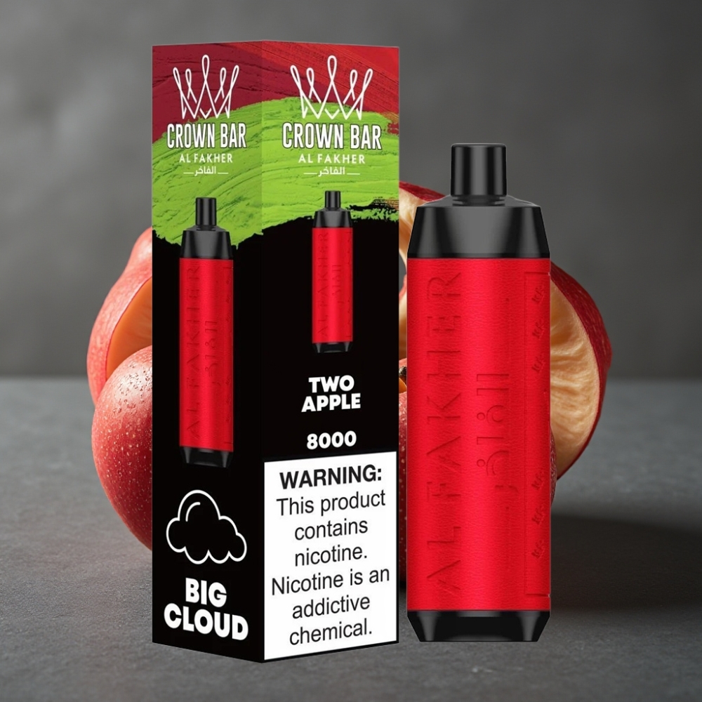 Al Fakher Crown Bar 8000 Crystal Enkratna Vape Dve Jabolki z 18ml e-tekočine