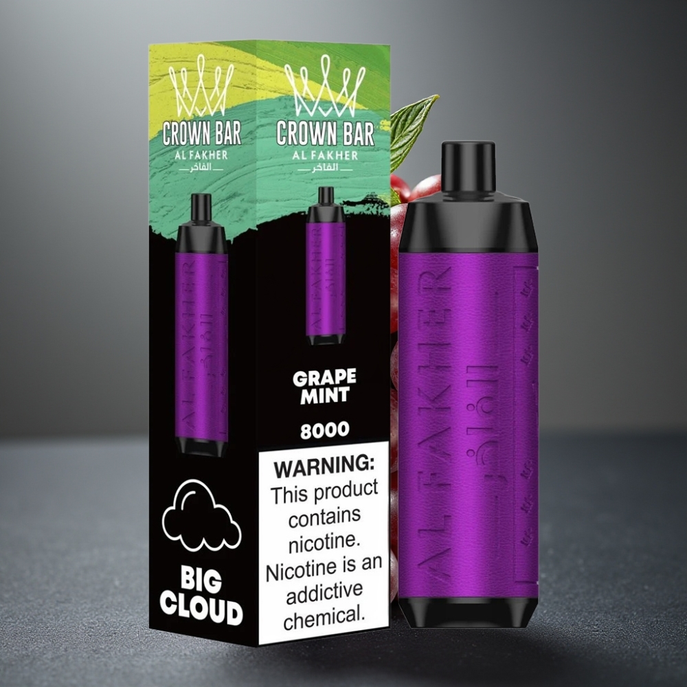 Al Fakher Crown Bar 8000 Crystal Enkratna Vape Grozdje Meta 18ml 5mg