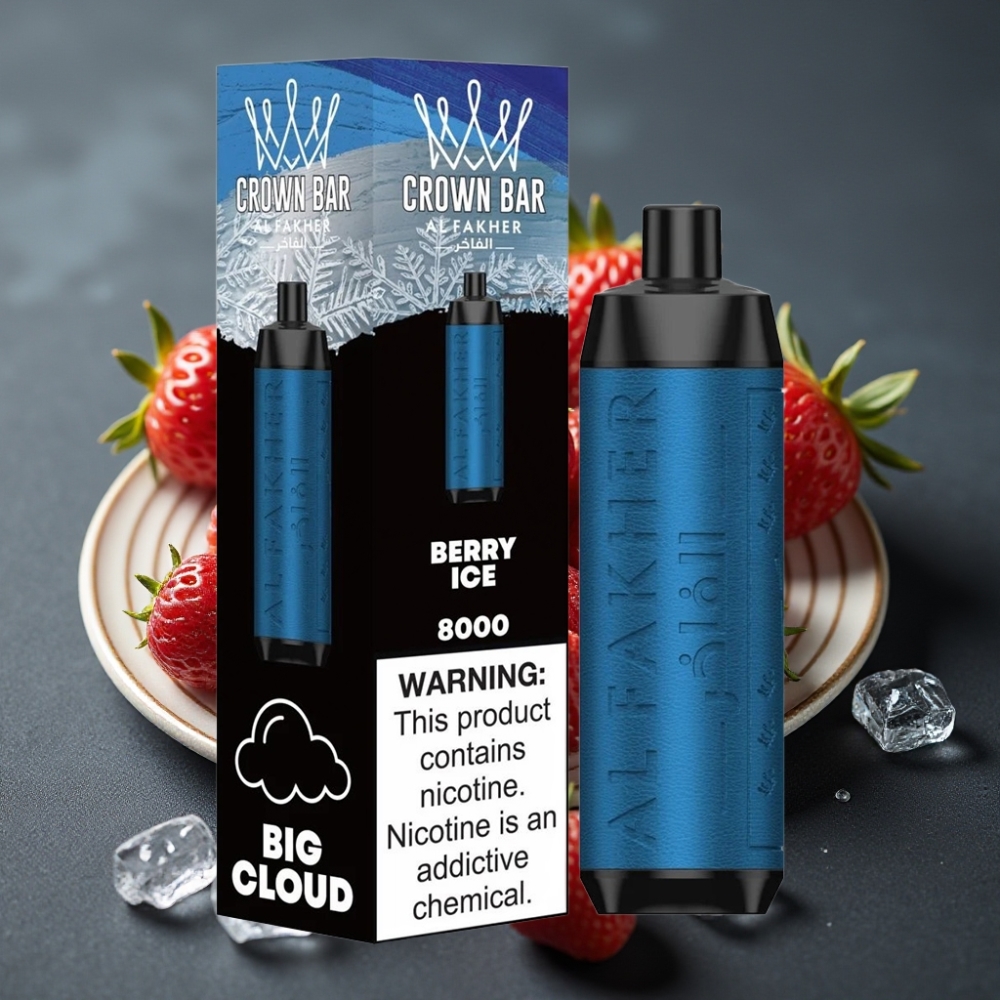 Al Fakher Crown Bar 8000 Crystal Enkratna Vape Jagoda Led z 18ml e-tekočine