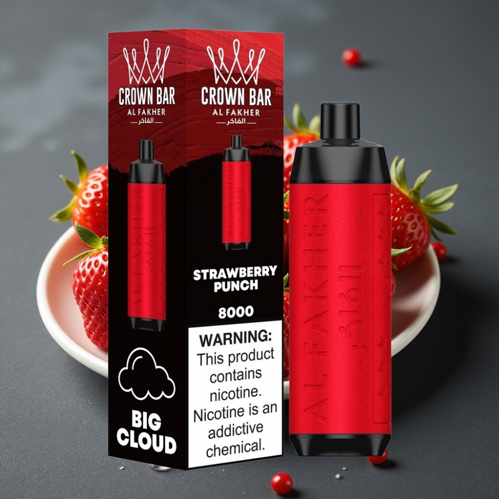 Al Fakher Crown Bar 8000 Crystal Enkratna Vape Jagodni Punč z 18ml e-tekočine