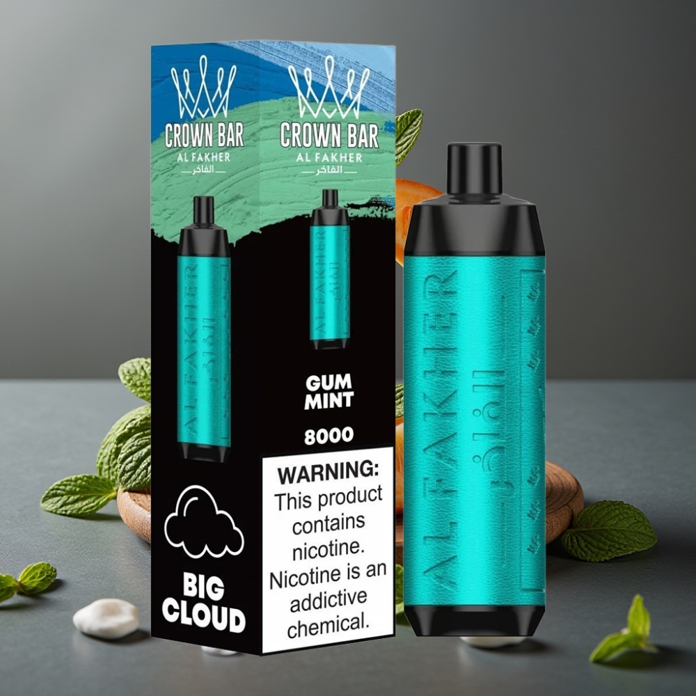 Al Fakher Crown Bar 8000 Crystal Enkratna Vape Mentol Gumi