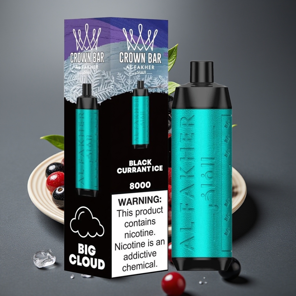 Al Fakher Crown Bar 8000 Crystal Enkratna Vape Črni Ribez Led 18ml 5mg