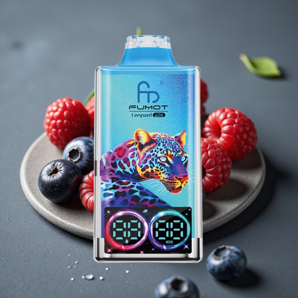Fumot Leopard 40K Puffs Disposalni Vape Borovnica Malina, 5% Nikotina, Dual Mesh