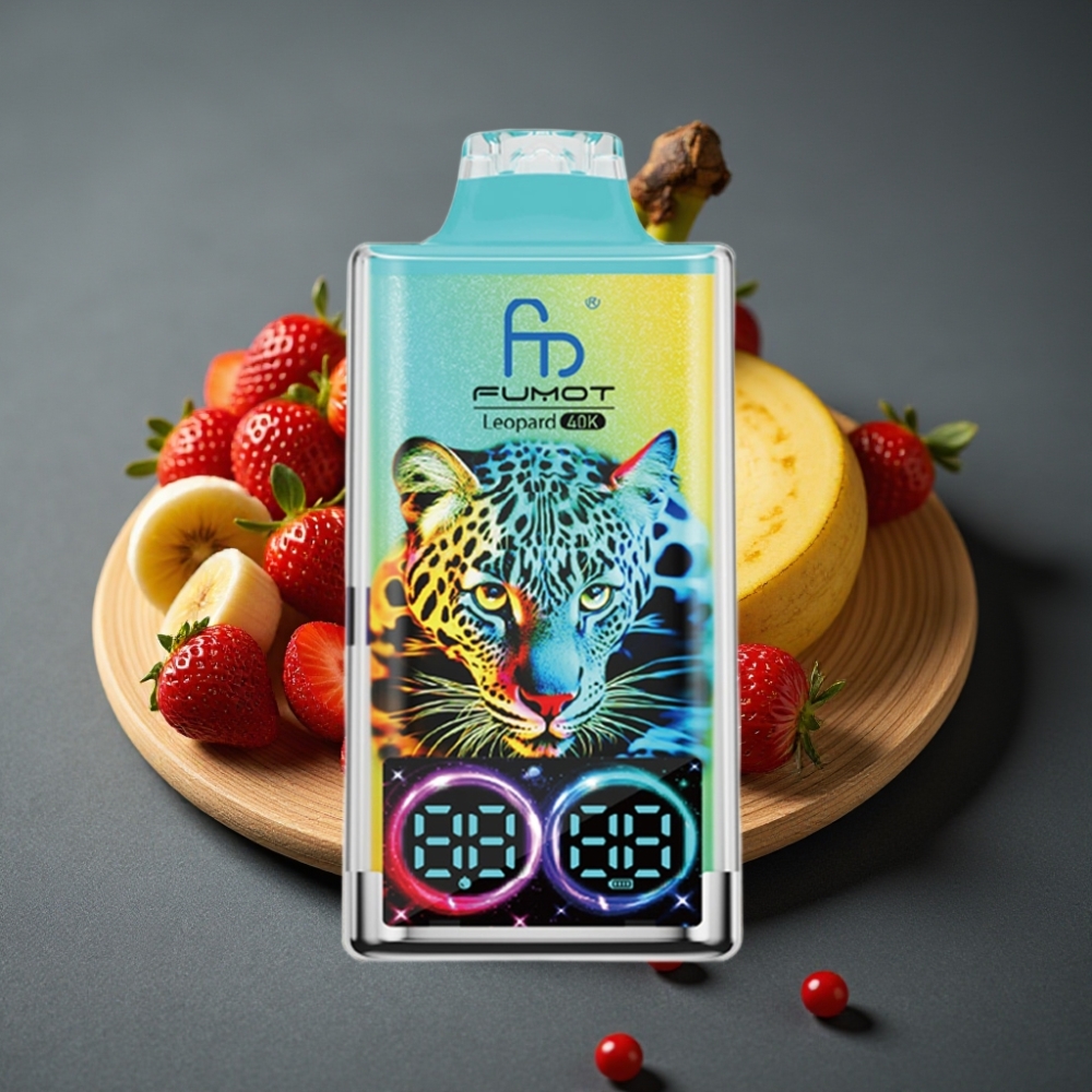 Fumot Leopard 40K Puffs Disposalni Vape Jagoda Banana, 5% Nikotin, Dual Mesh