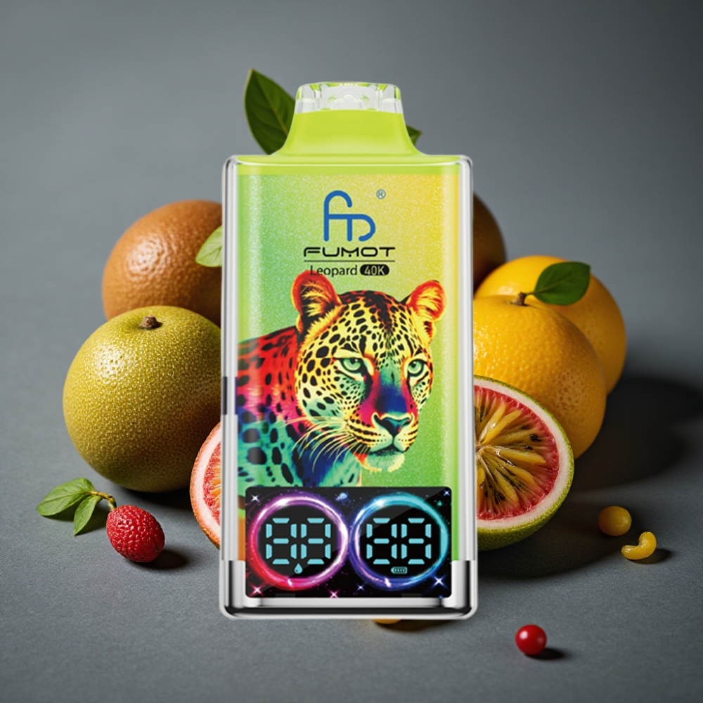 Fumot Leopard 40K Puffs Enkratna Vape Kivi Pasijonka Guava Dual Mesh 5% Nicotine