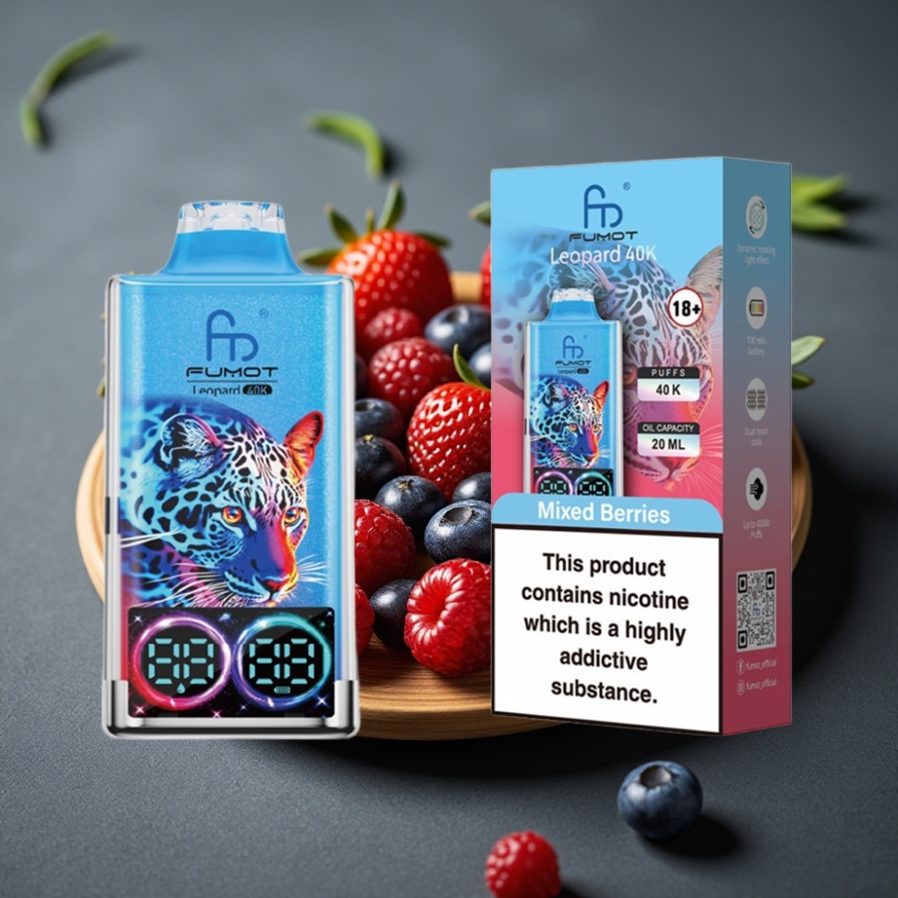 Fumot Leopard 40K Puhov Enkratna Vapa Mešane Jagode 5% Nikotina