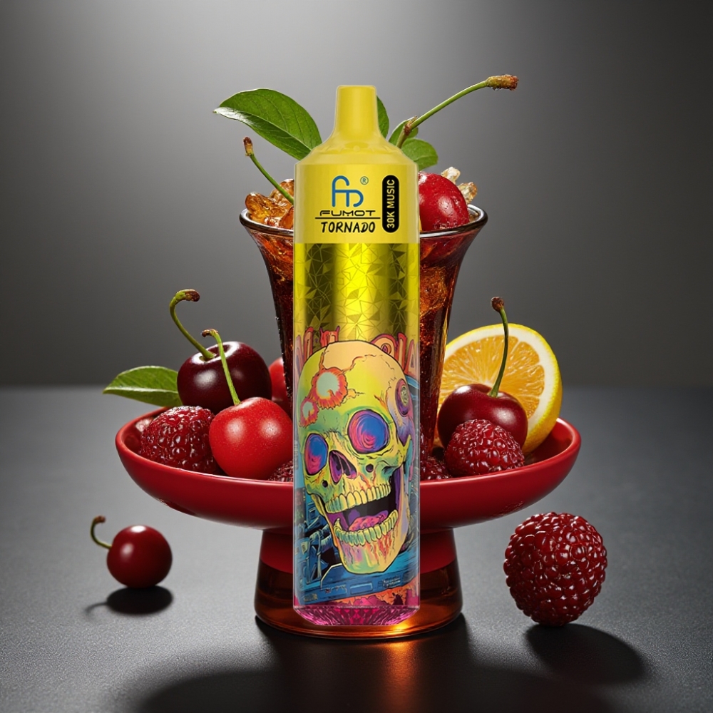 Fumot RandM Tornado 30000 Puffs Dispozabilna Vapa Češnjeva Kola z LED zaslonom