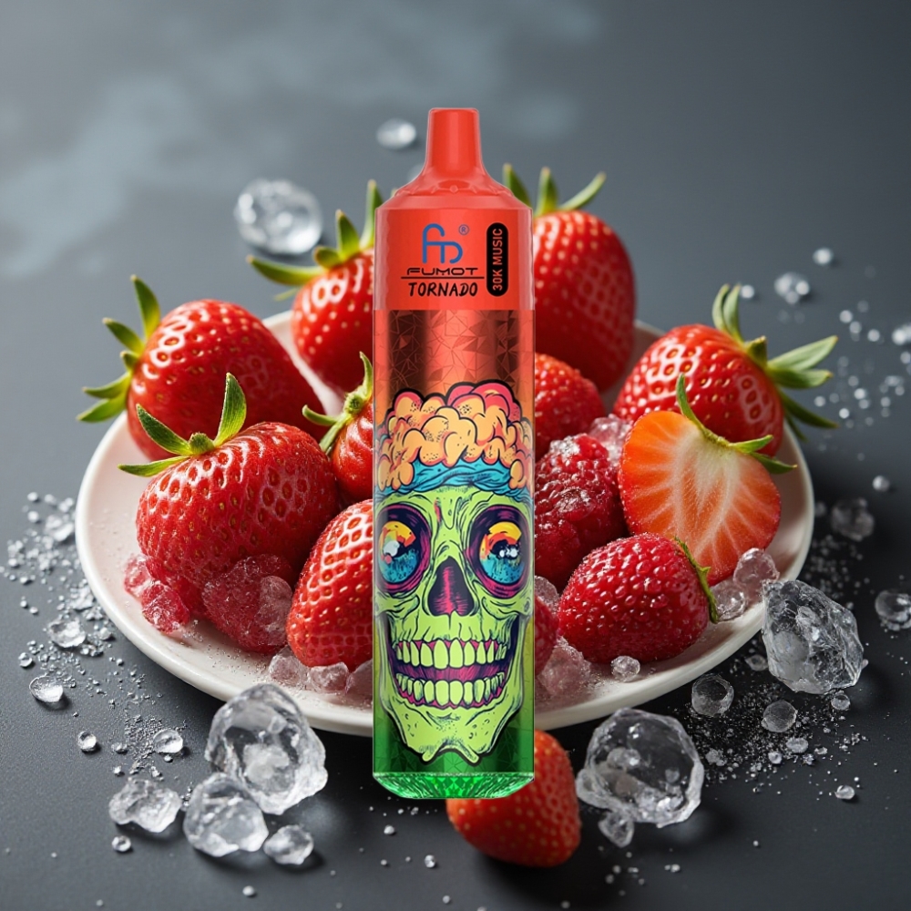 Fumot RandM Tornado 30000 Puffs Enkratna Vape Jagoda Berry Led 30mL