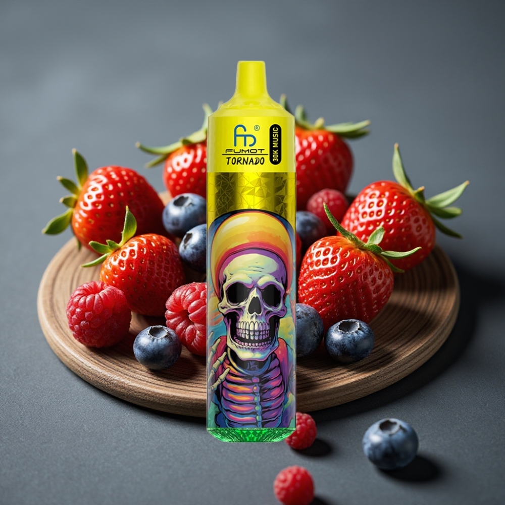 Fumot RandM Tornado 30000 Puffs Enkratna Vape Jagoda Borovnica Malina 30mL 5%