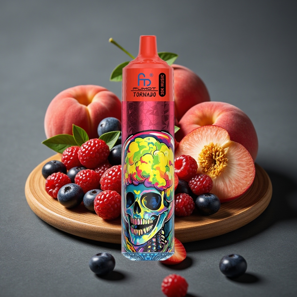 Fumot RandM Tornado 30000 Pufi Sodobnik z Okusom Breskve in Jagod, 30mL, 600mAh