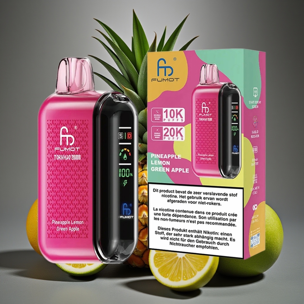 Fumot Tornado 20000 Puffs Ananas Limona Zeleno Jabolko 20ml 850mAh