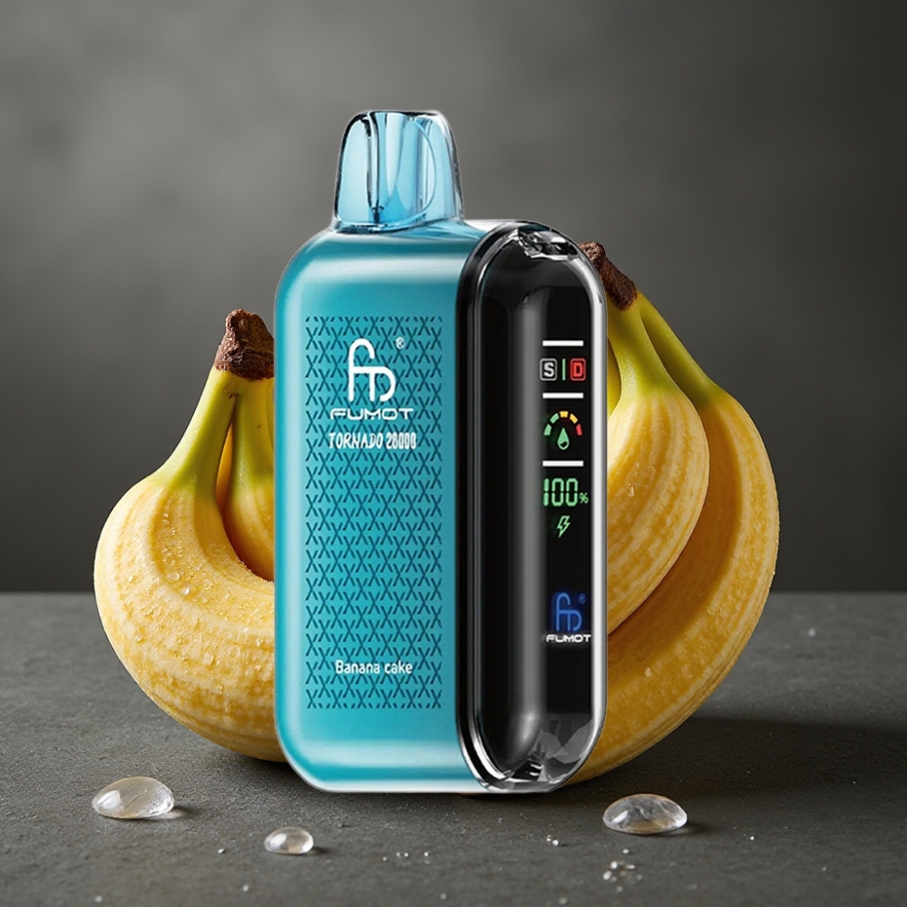 Fumot Tornado 20000 Puffs Bananina torta Enkratna Vape z Dual Mesh Coil