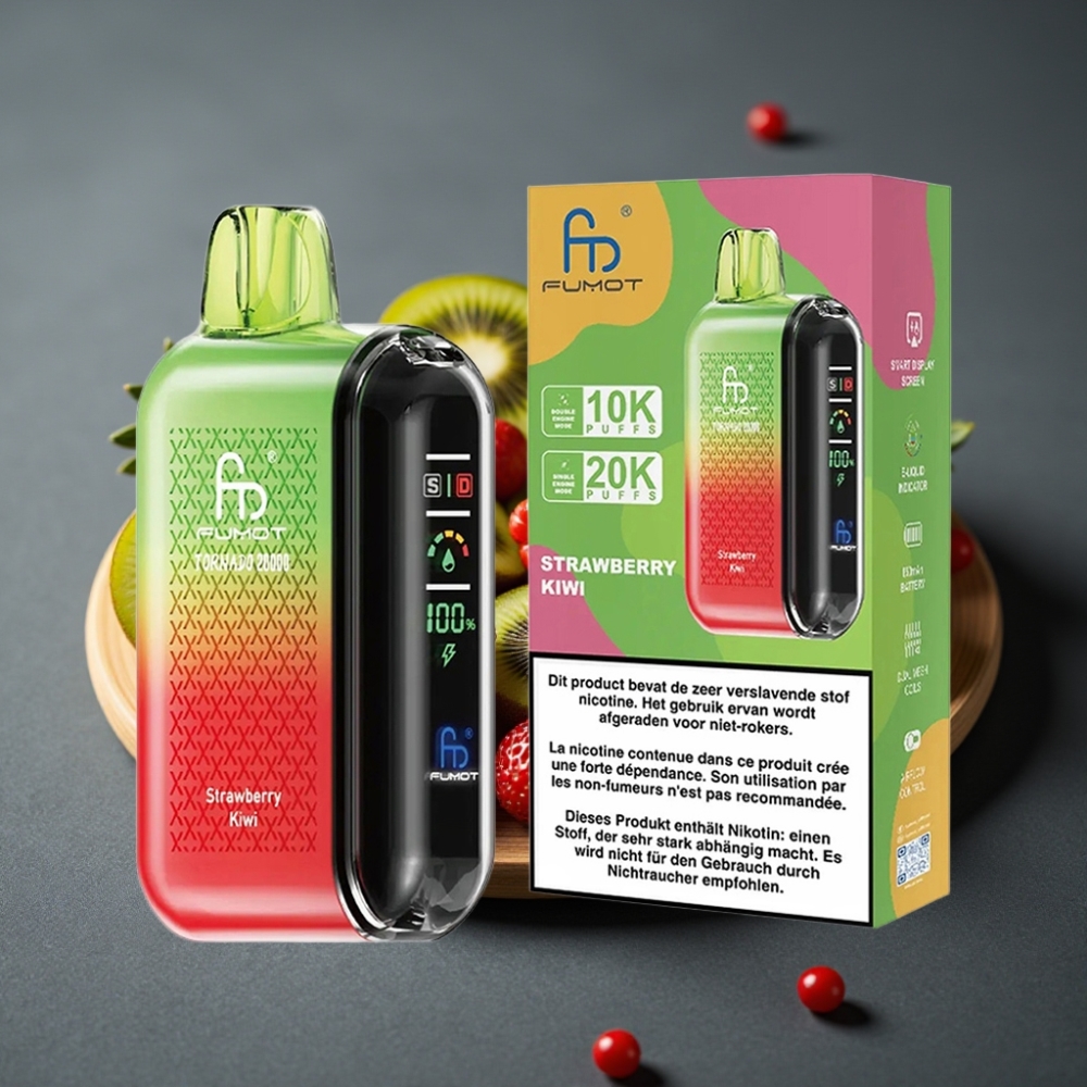 Fumot Tornado 20000 Puffs Dvojni Mesh Coil Jagoda Kivi