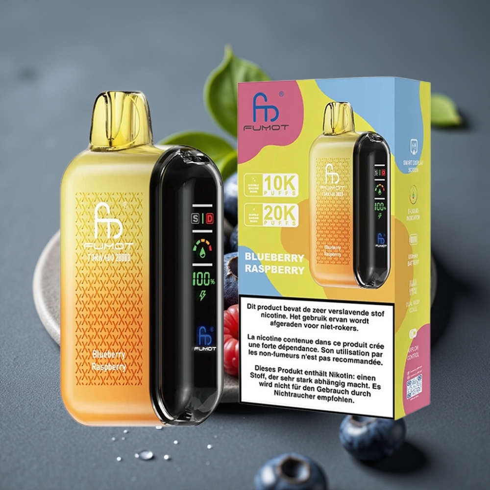 Fumot Tornado 20000 Puffs Enkratna Vape Borovnica Malina z 20ml E-tekočine in 850mAh Baterijo