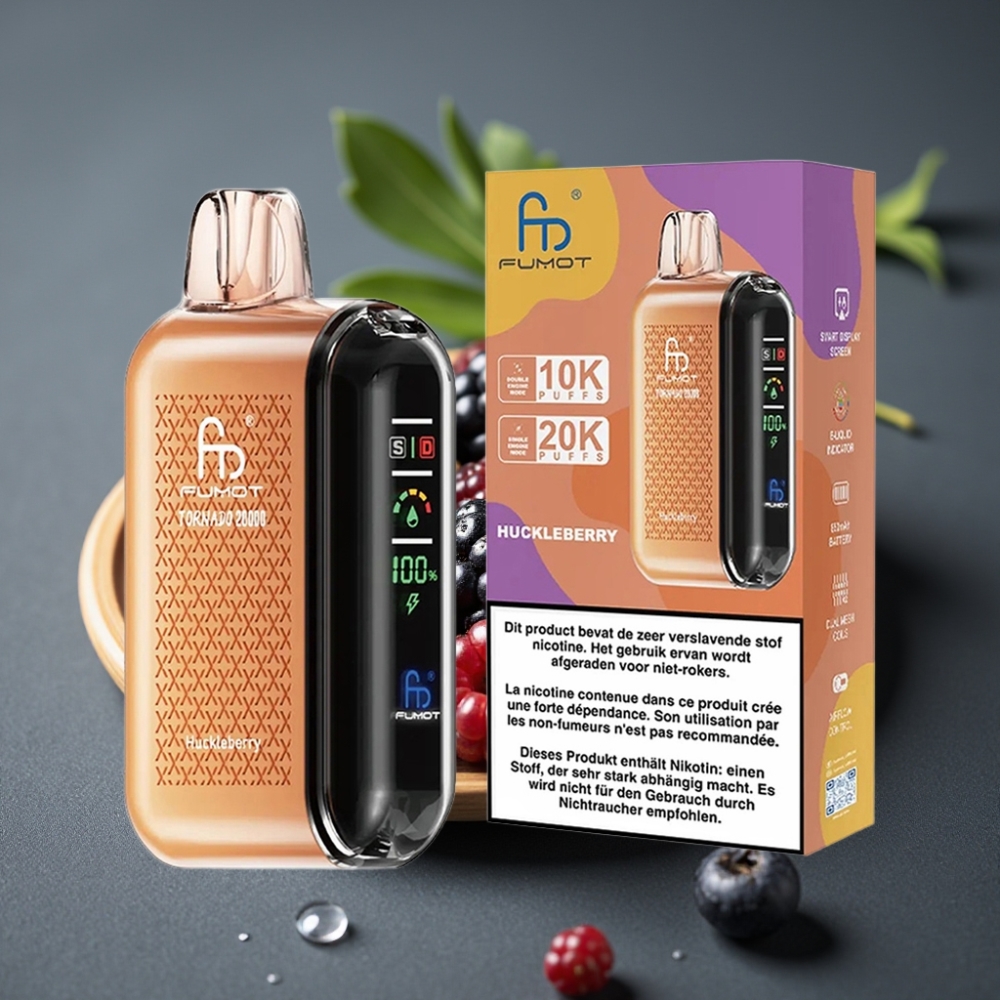 Fumot Tornado 20000 Puffs Enkratna Vape Borovnica z Dual Mesh Coil in 20ml E-tekočine