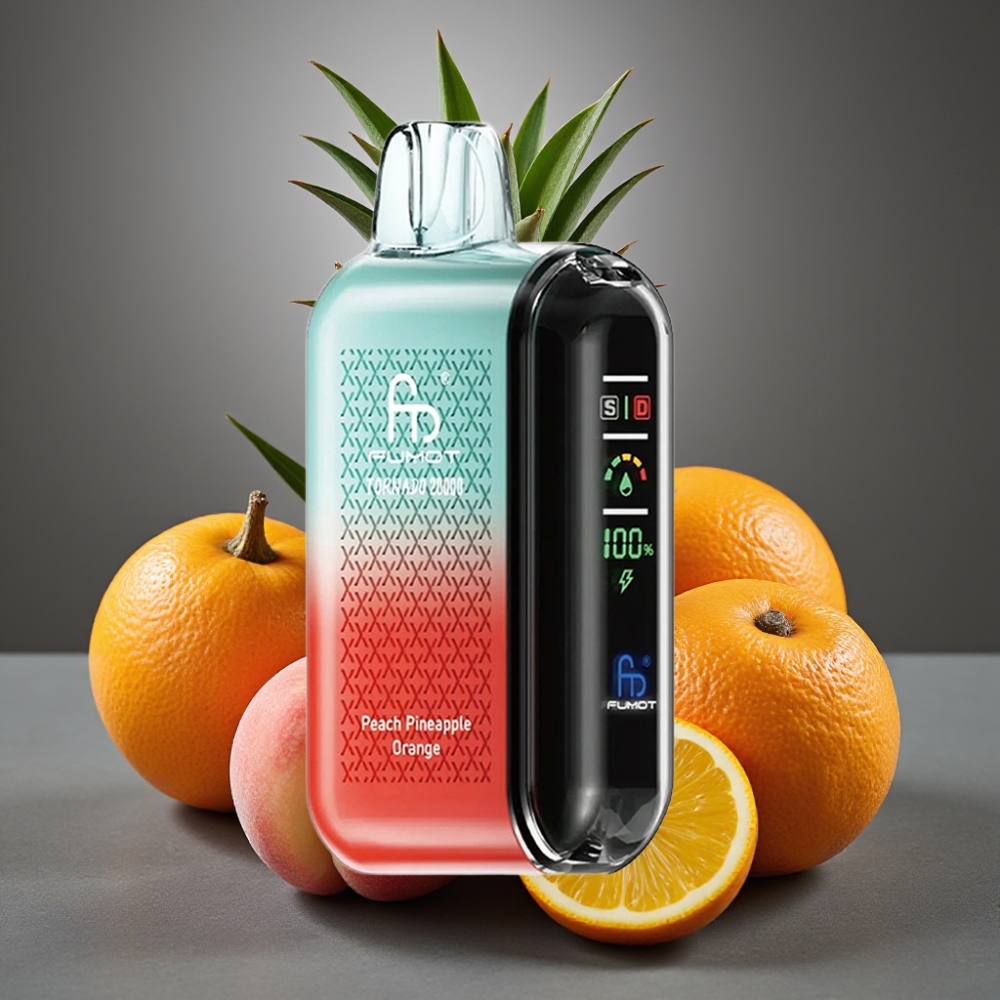 Fumot Tornado 20000 Puffs Enkratna Vape Breskva Ananas Oranžna 20ml 850mAh