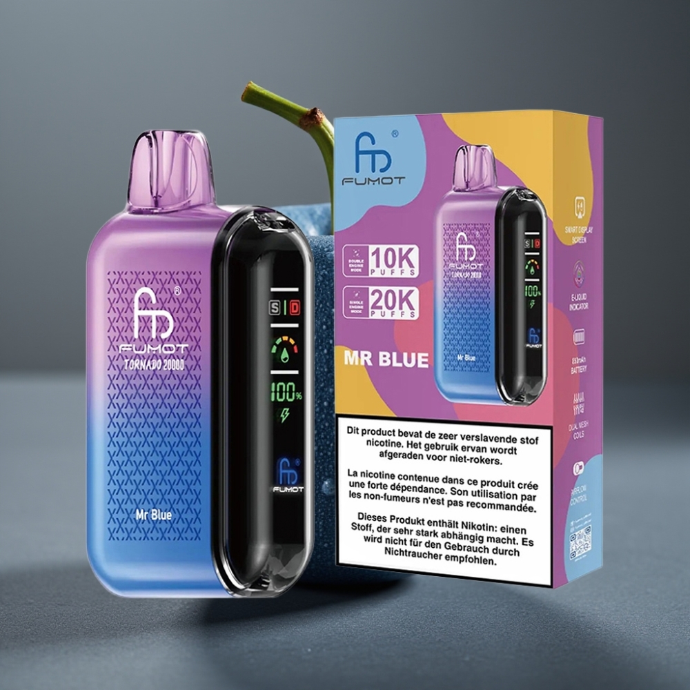 Fumot Tornado 20000 Puffs Enkratna Vape Gospod Modri z 20ml E-tekočine