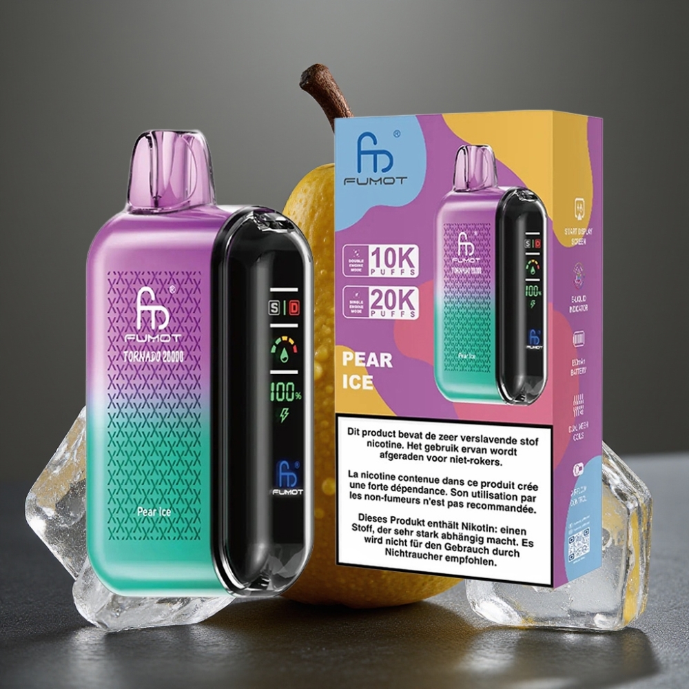 Fumot Tornado 20000 Puffs Enkratna Vape Hruškov Led 20ml 850mAh