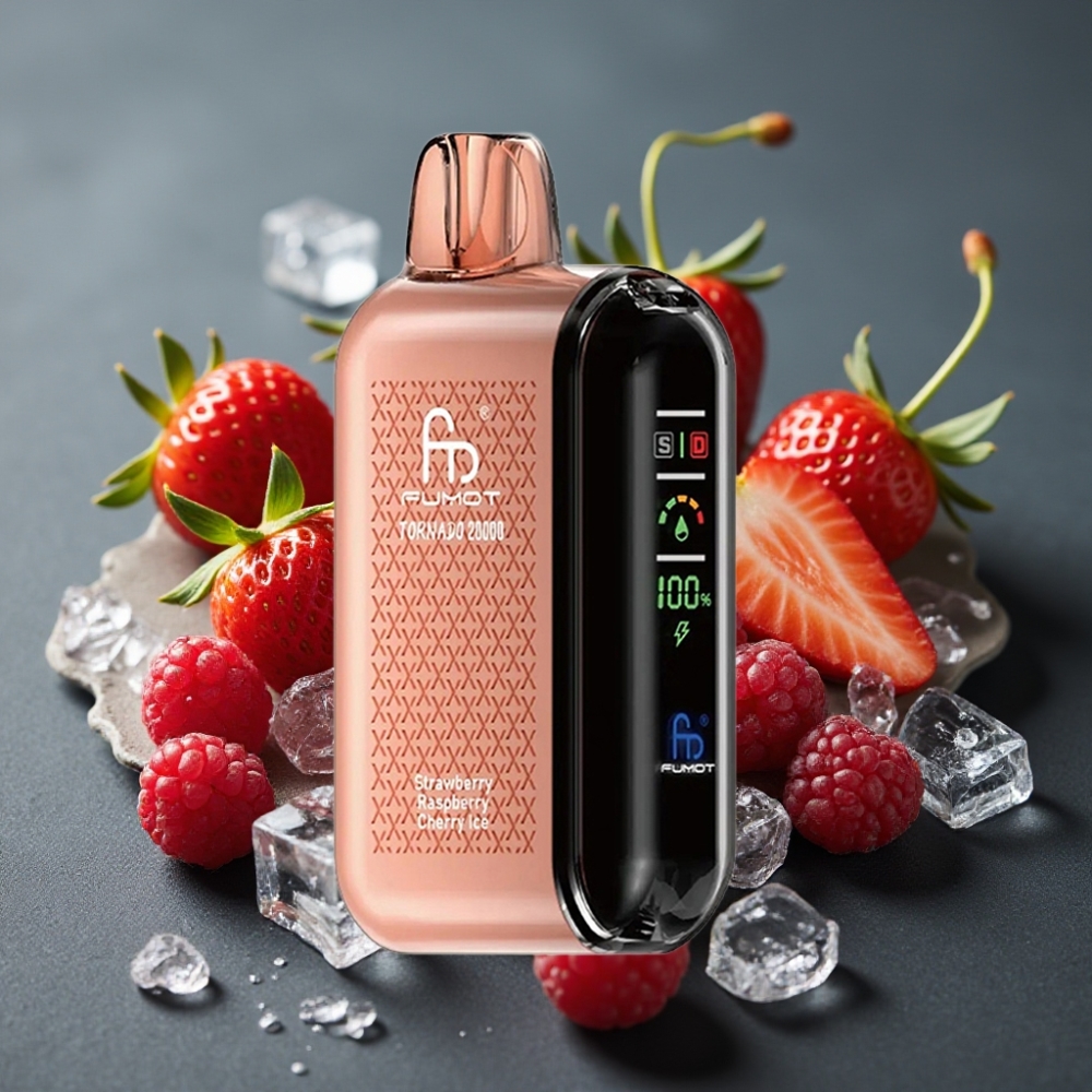 Fumot Tornado 20000 Puffs Enkratna Vape Jagoda Malina Češnja Led