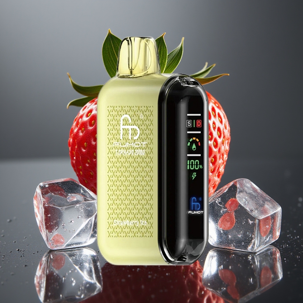 Fumot Tornado 20000 Puffs Enkratna Vape Jagodni Led z Dual Mesh Coil in Smart Display