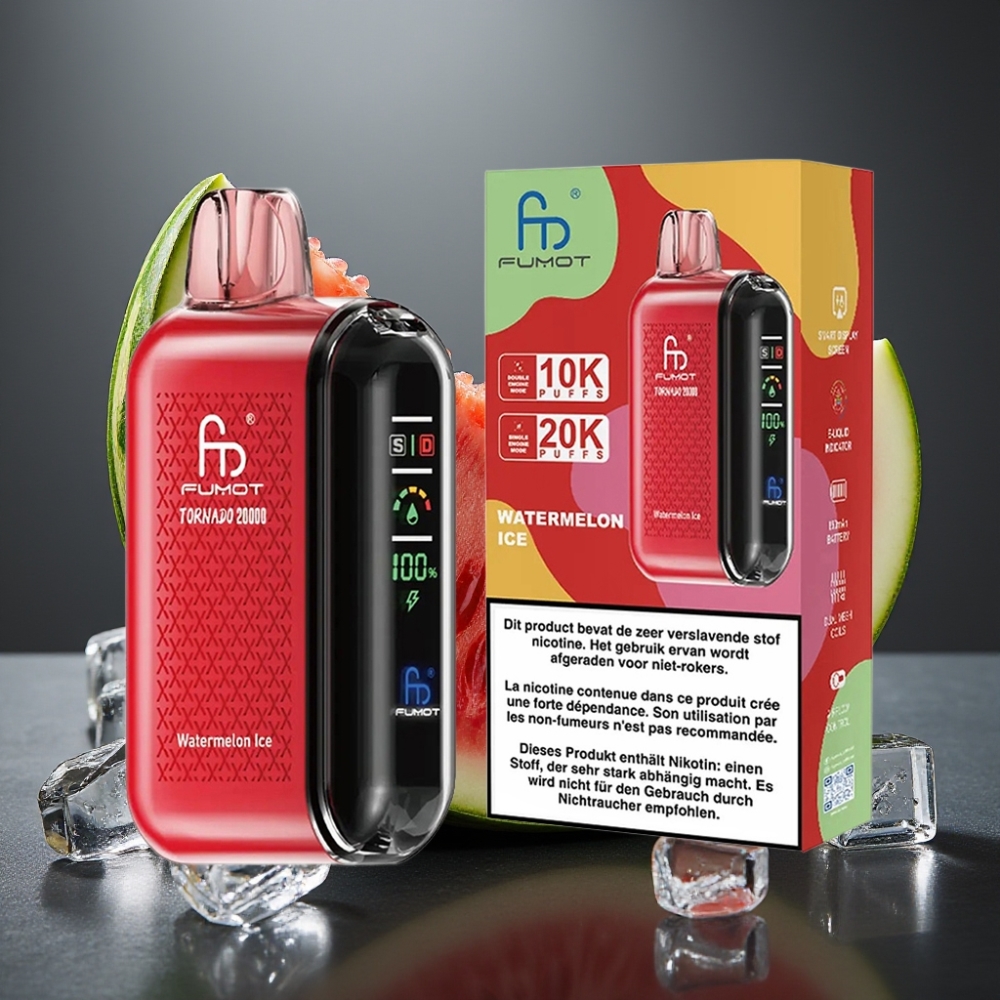 Fumot Tornado 20000 Puffs Enkratna Vape Lubenica Led z 20ml E-tekočine in 850mAh Baterijo