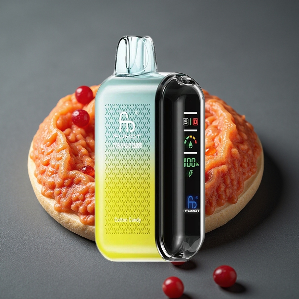 Fumot Tornado 20000 Puffs Enkratna Vape Sladkorna vata z Dual Mesh Coil in Smart Display