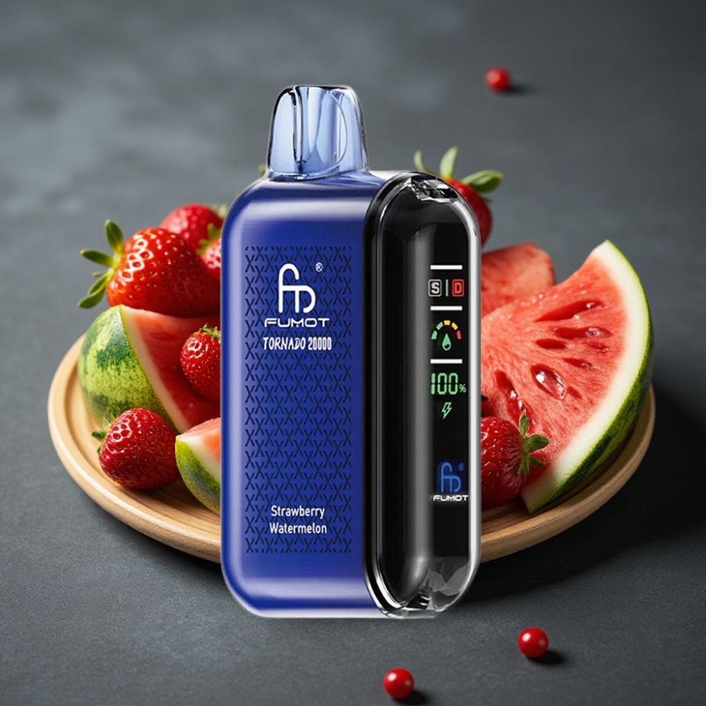 Fumot Tornado 20000 Puffs Enkratni Vape Jagoda Lubenica z Dual Mesh Coil