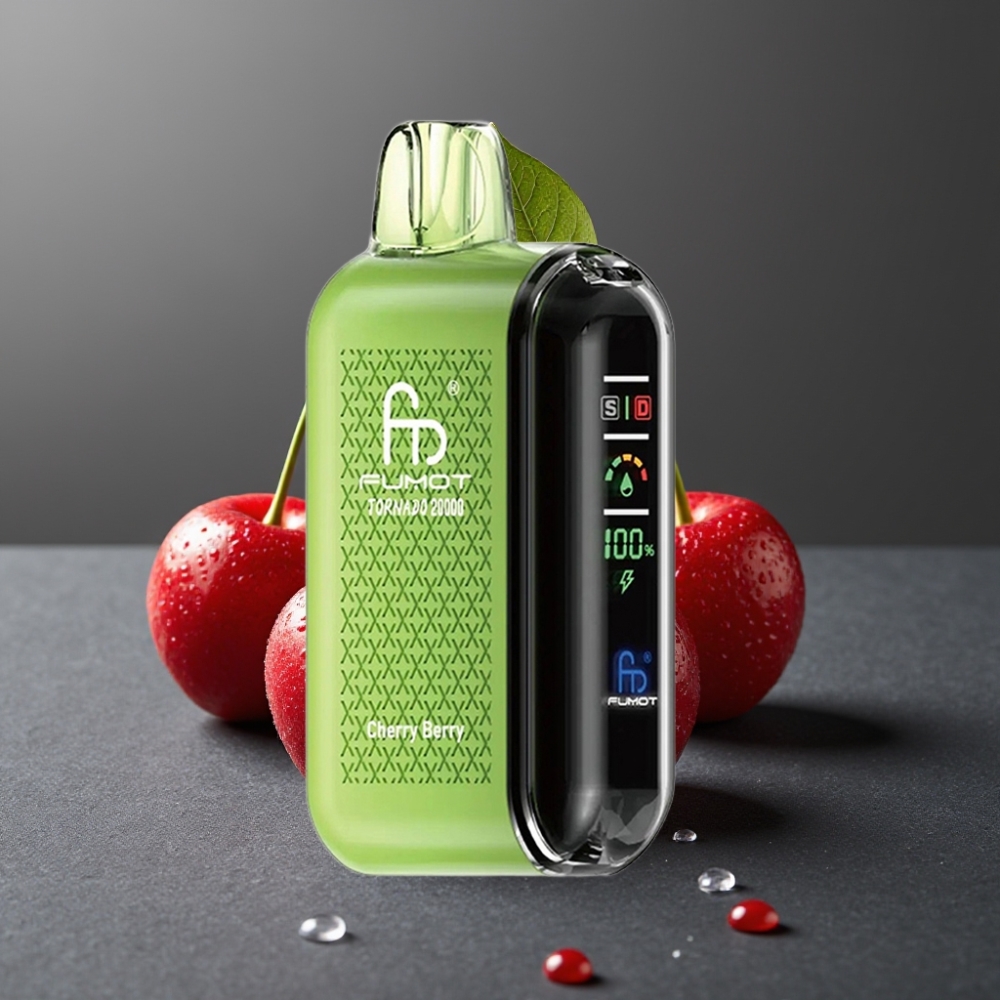 Fumot Tornado 20000 Puffs Enkratni Vape Češnja-Berry z Dual Mesh Coil in Smart Display