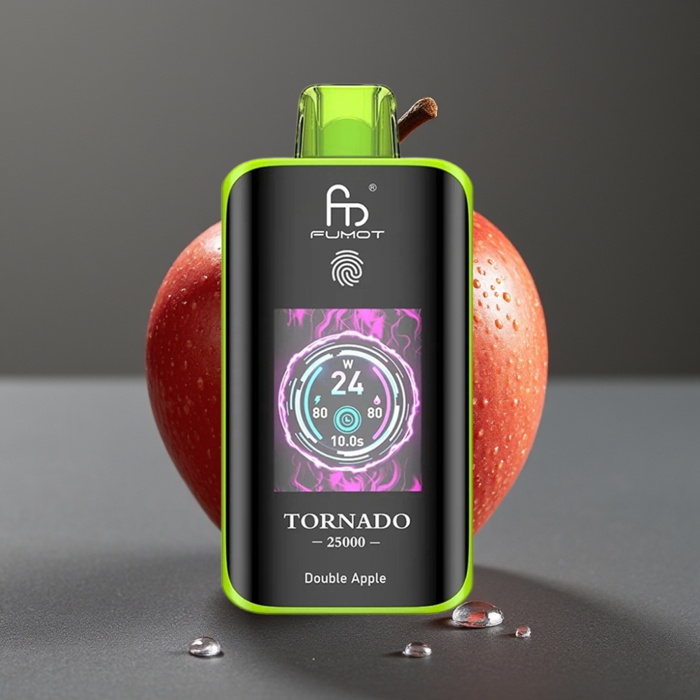 Fumot Tornado 25000 Puffs Dvojno Jabolko HD Ekran 700mAh