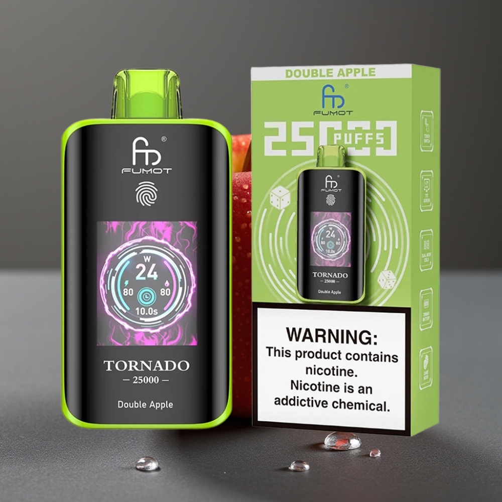Fumot Tornado 25000 Puffs Dvojno Jabolko HD Ekran 700mAh