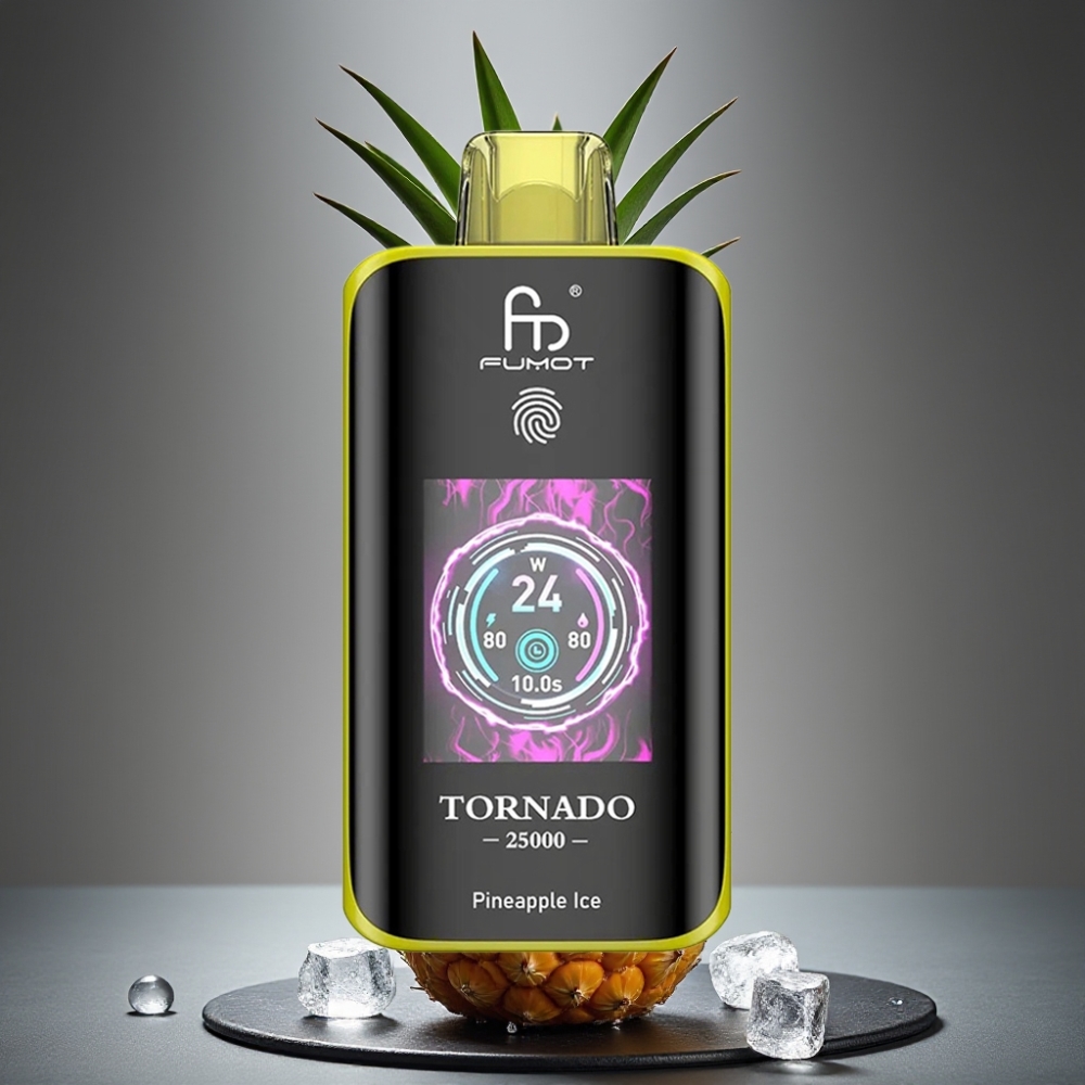 Fumot Tornado 25000 Puffs Enkratna Vapa Ananas Led z HD zaslonom in 700mAh baterijo