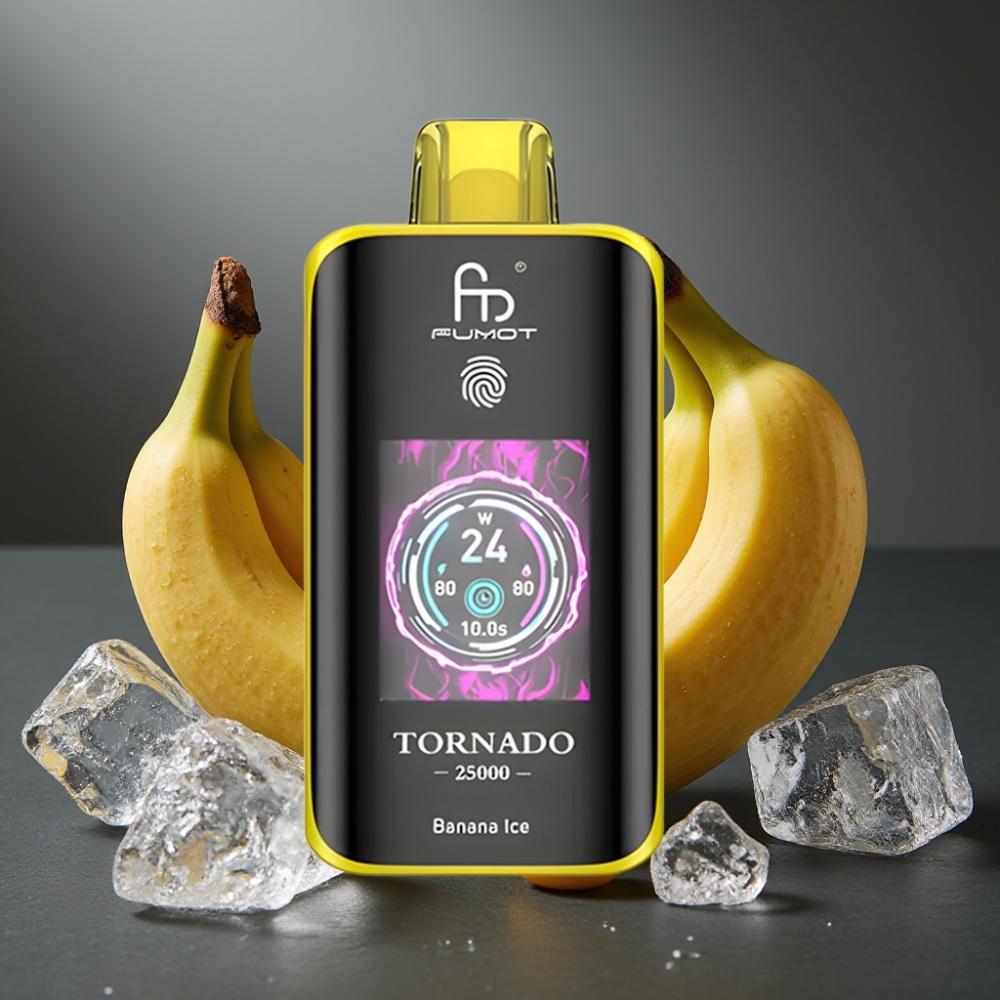 Fumot Tornado 25000 Puffs Enkratna Vape Bananino ledena z HD zaslonom in 700mAh baterijo