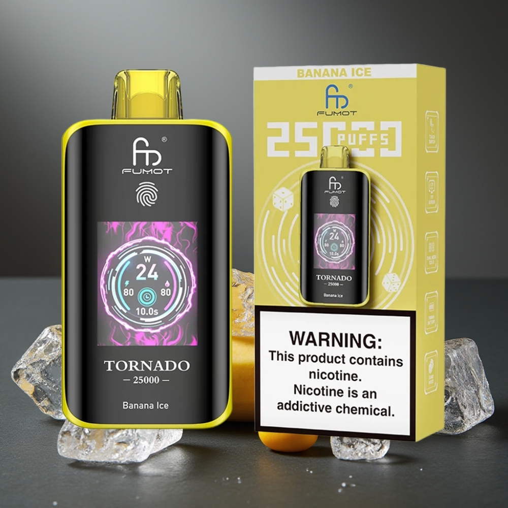 Fumot Tornado 25000 Puffs Enkratna Vape Bananino ledena z HD zaslonom in 700mAh baterijo