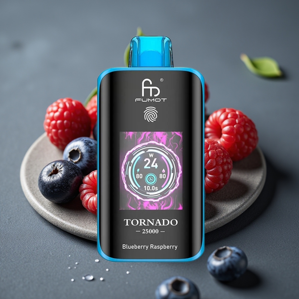 Fumot Tornado 25000 Puffs Enkratna Vape Borovnica Malina z HD zaslonom in 700mAh baterijo