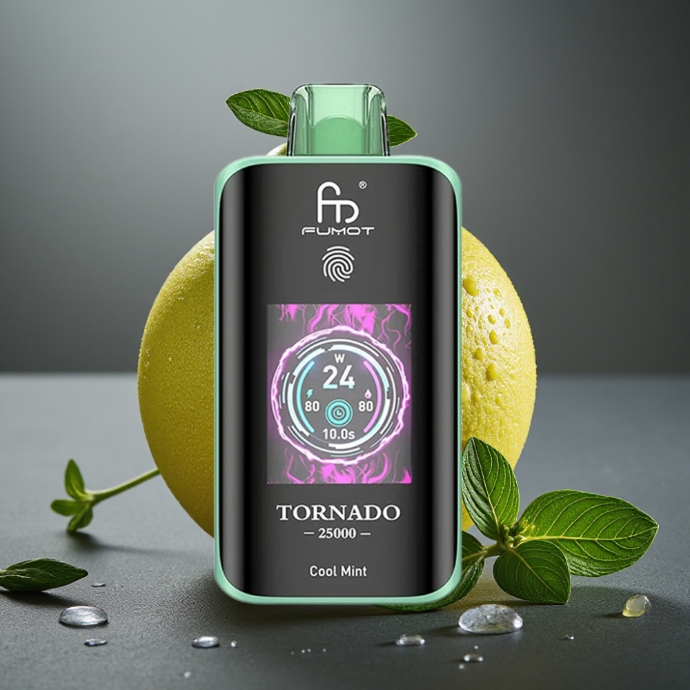Fumot Tornado 25000 Puffs Enkratna Vape Hladna Meta z HD zaslonom in 700mAh baterijo