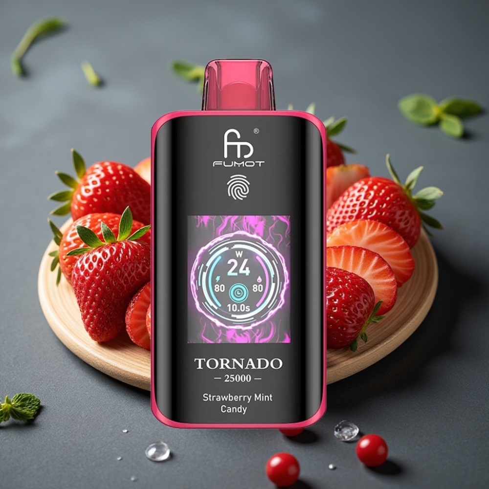 Fumot Tornado 25000 Puffs Enkratna Vape Jagoda Meta Bonboni z HD Zaslonom in 700mAh Baterijo