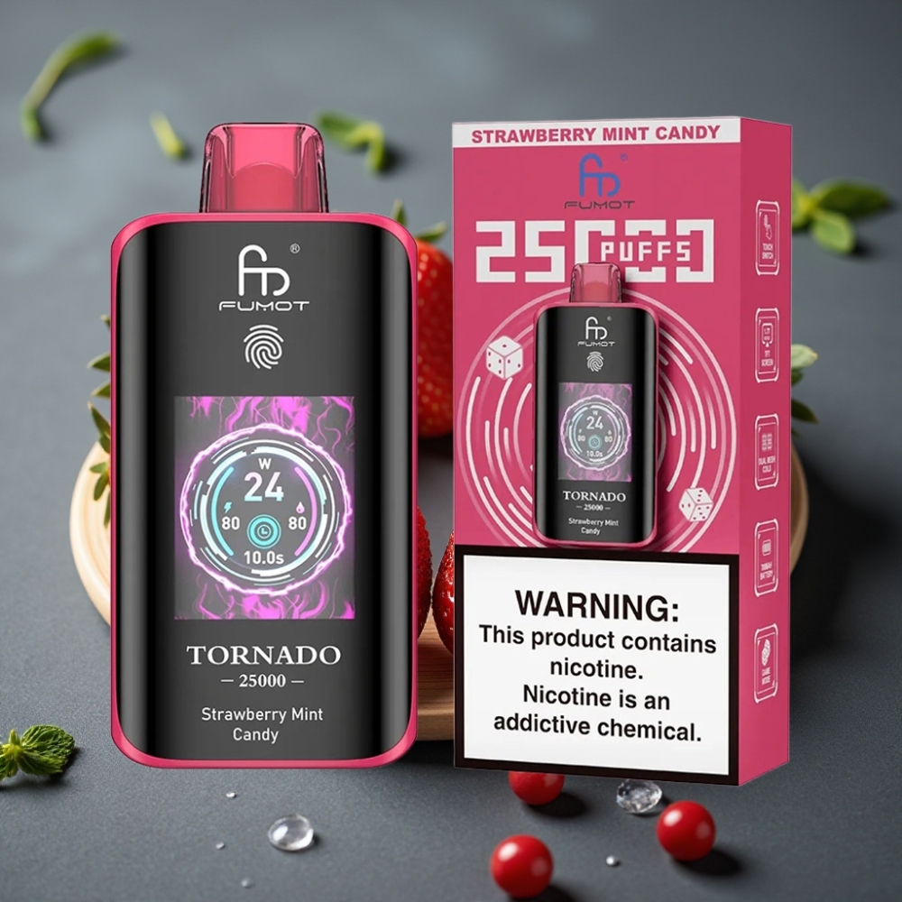 Fumot Tornado 25000 Puffs Enkratna Vape Jagoda Meta Bonboni z HD Zaslonom in 700mAh Baterijo