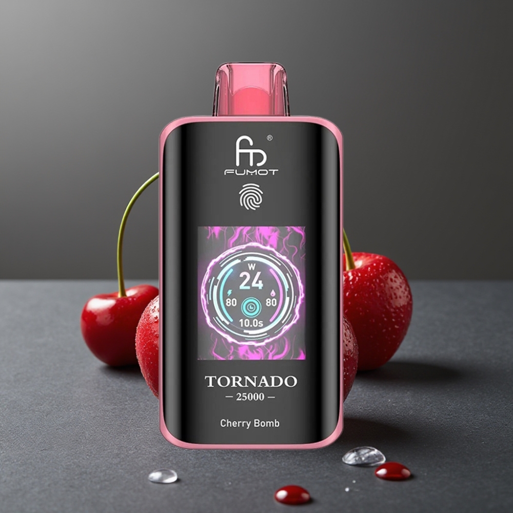 Fumot Tornado 25000 Puffs Enkratna Vape Češnjevi Bombi z HD zaslonom in 700mAh baterijo