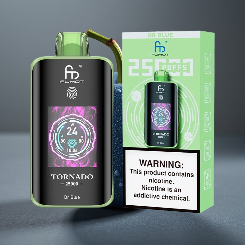 Fumot Tornado 25000 Puffs Enkratni Vape Doktor Modra z HD zaslonom in 700mAh baterijo